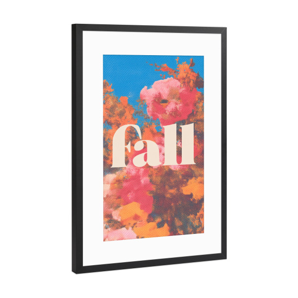 Poster mit Rahmen Schwarz (Metallic) "Herbst Romantik Pink" artboxONE - Typografie,Natur,Floral