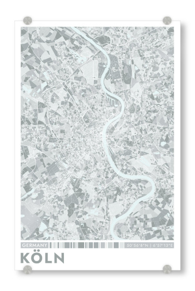Acrylglasbild "Colormap Köln" artboxONE - Städte / Köln,Kartografie