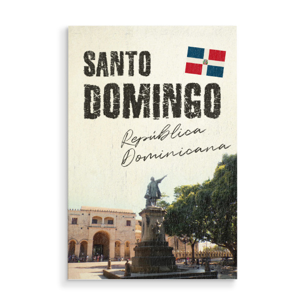 Holzbild "Santo Domingo, Domrep" artboxONE - Städte,Typografie,Reise,Reise / Länder,Städte / Weitere
