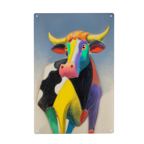 Holzbild "Poppige Kuh Style" artboxONE - Tiere,Comic,Abstrakt