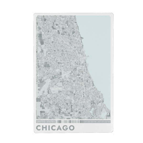 Metall Poster "Colormap Chicago" artboxONE - Städte / Chicago,Kartografie