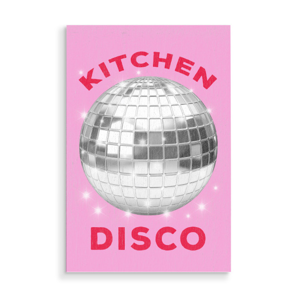 Holzbild "Kitchen Disco, pinki Vibes" artboxONE - Typografie,Musik,Geometrie