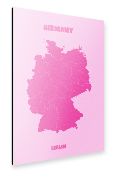 Alu-Dibond "Germany Map Berlin Pink Minimal" 30x20 cm artboxONE