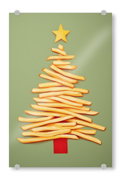 Acrylglasbild "Pommes Frites Weihnachten" artboxONE - Natur,Essen & Trinken,Weihnachten
