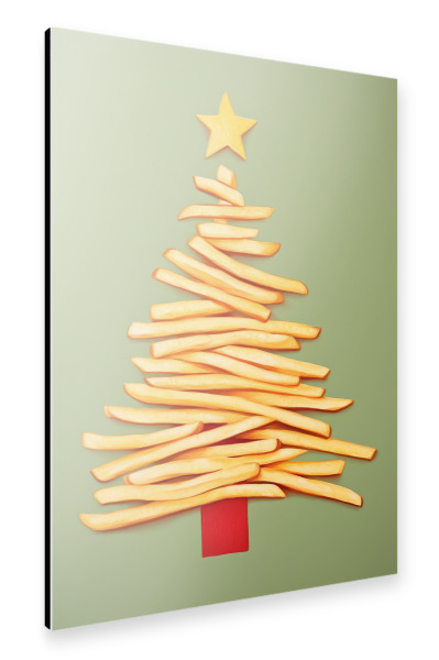 Alu-Dibond "Pommes Frites Weihnachten" 30x20 cm artboxONE
