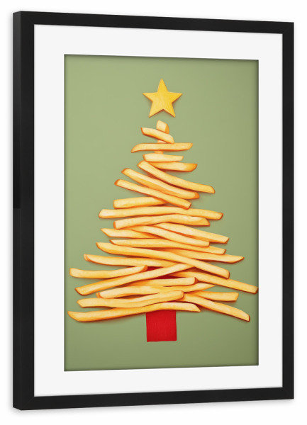Poster mit Rahmen schwarz "Pommes Frites Weihnachten" artboxONE - Natur,Essen & Trinken,Weihnachten