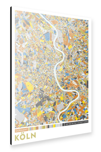 Alu-Dibond "Stadt Köln Colormap" 75x50 cm artboxONE