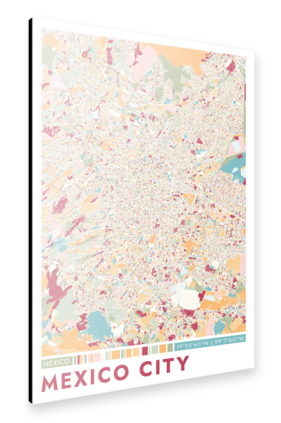 Alu-Dibond "City Mexico City Color Map" 30x20 cm artboxONE
