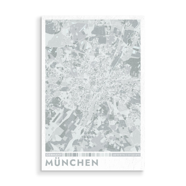 Holzbild "City München Color Map" artboxONE - Städte / München,Kartografie