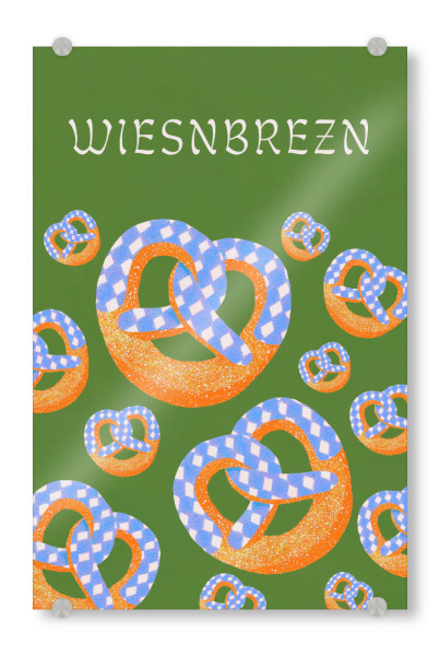 Acrylglasbild "Wiesn Brezn, grün" artboxONE - Typografie,Essen & Trinken,Reise / Länder