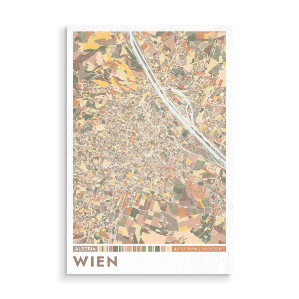 Holzbild "Wien City Color" artboxONE - Städte / Wien,Kartografie