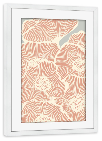 Poster mit Rahmen weiß "Blumen im Linienmuster" artboxONE - Natur,Floral,Abstrakt
