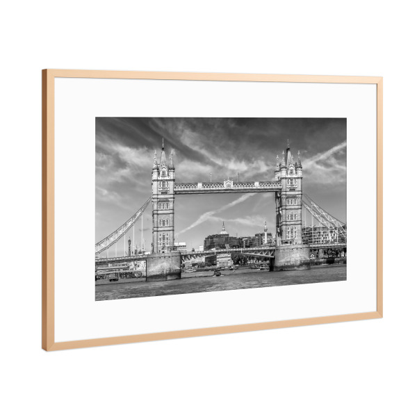 Poster mit Rahmen Kupfer "Monochrome Tower Bridge" artboxONE - Städte / London,Schwarzweiß,Architektur