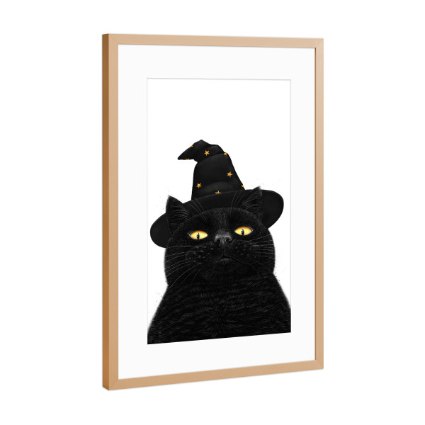 Poster mit Rahmen Kupfer "Halloween Black Cat" artboxONE - Für Kinder,Tiere,Für Mama,Halloween,Lustig