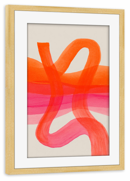 Poster mit Rahmen kiefer "Abstrakte Farbbögen Orange" artboxONE - Natur,Abstrakt,Geometrie