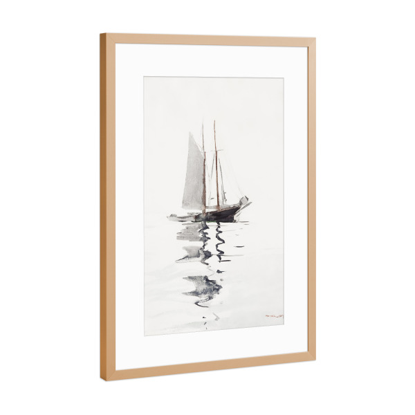 Poster mit Rahmen Kupfer "Zwei -masteten Schoner mit Dory" artboxONE - Reise,Reise / Strand und Meer,Für Papa