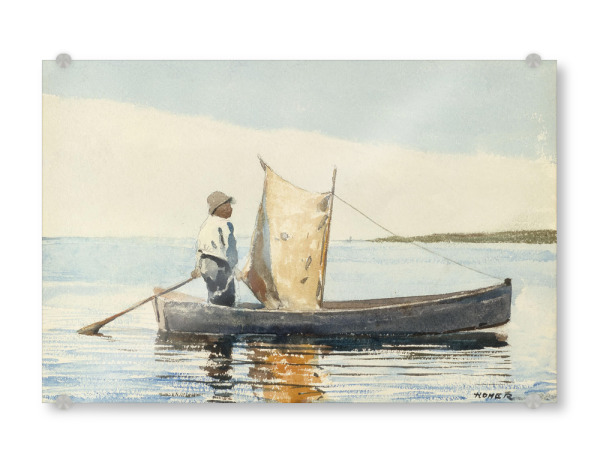 Acrylglasbild "Junge in einer Dorie" artboxONE - Reise,Für Kinder,Reise / Strand und Meer