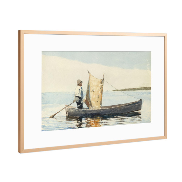 Poster mit Rahmen Kupfer "Junge in einer Dorie" artboxONE - Reise,Für Kinder,Reise / Strand und Meer