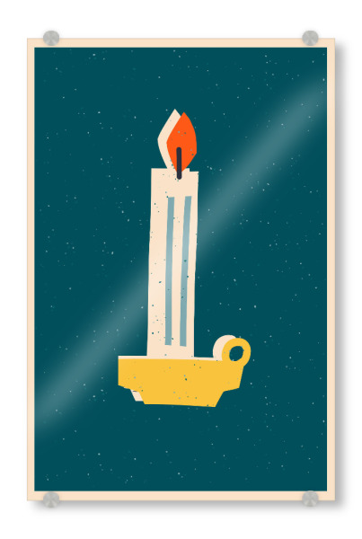 Acrylglasbild "Happy Christmas (86)" artboxONE - Für Kinder,Weihnachten,Für Mama - Weihnachten,Christmas,Kerze,Candle,Illustration