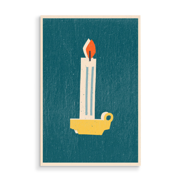 Holzbild "Happy Christmas (86)" artboxONE - Für Kinder,Weihnachten,Für Mama - Weihnachten,Christmas,Kerze,Candle,Illustration