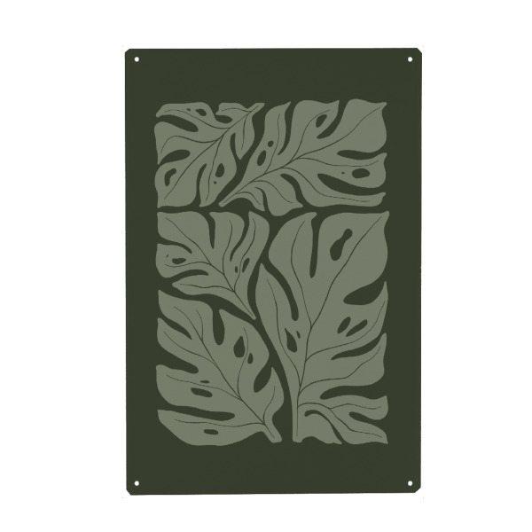 Metall Poster "Monstera-Blätter fließen" artboxONE - Natur,Floral,Für Kinder,Abstrakt