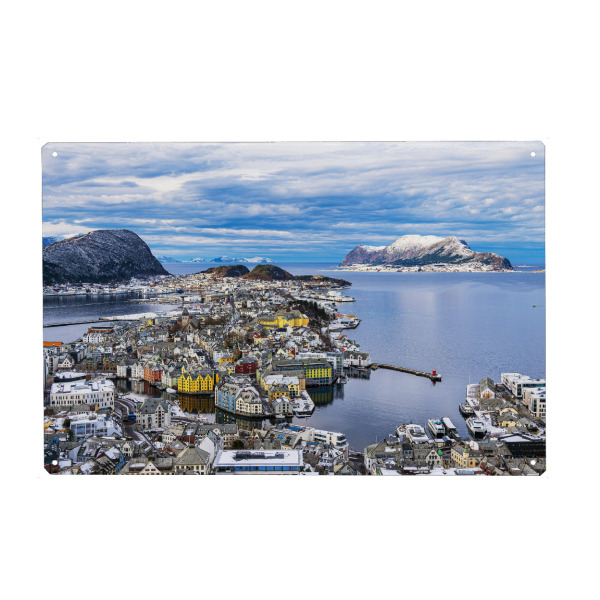Holzbild "Ålesund im Winter" artboxONE - Natur,Reise,Architektur,Reise / Strand und Meer,Reise / Länder