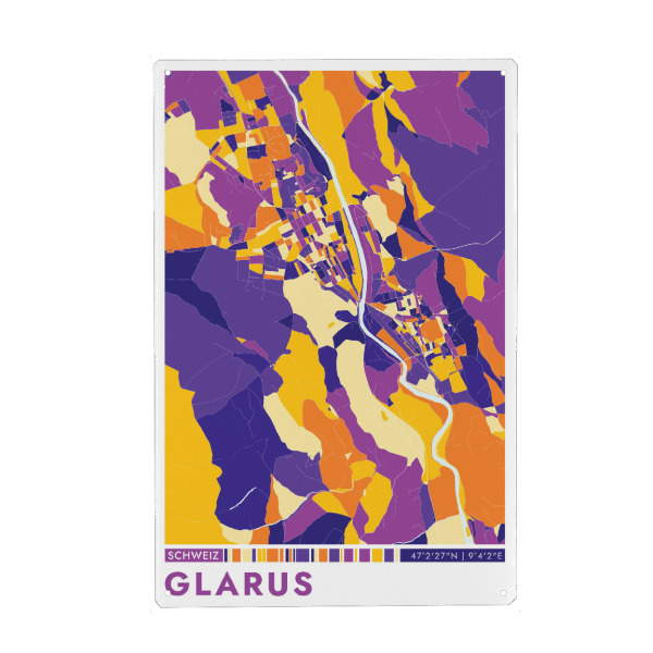 Holzbild "Stadt Glarus Colormap" artboxONE - Städte / Weitere