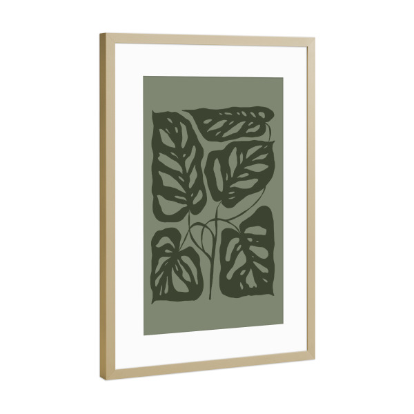 Poster mit Rahmen Gold "Monstera-Liebhaber" artboxONE - Natur,Floral,Für Kinder,Abstrakt