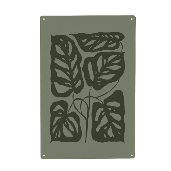 Metall Poster "Monstera-Liebhaber" artboxONE - Natur,Floral,Für Kinder,Abstrakt