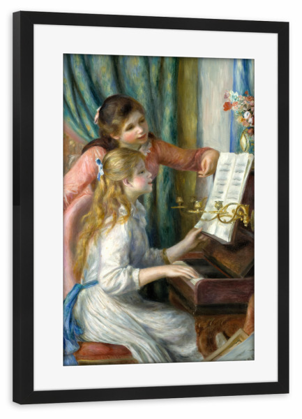 Poster mit Rahmen schwarz "Two Young Girls play Piano" artboxONE - Musik,Für Mama,Für Papa