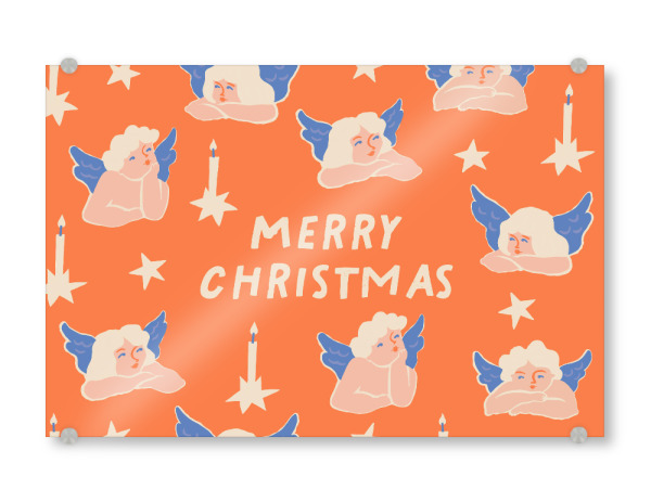 Acrylglasbild "Happy Christmas (70)" artboxONE - Für Kinder,Weihnachten,Für Mama - Weihnachten,Engel,Merry,Christmas,Illustration