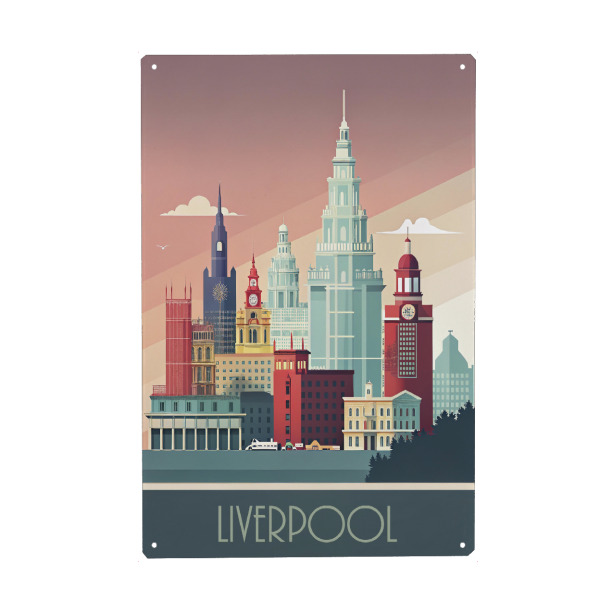 Holzbild "Minimalist skyline - Liverpool" artboxONE - Städte,Reise,Abstrakt,Architektur