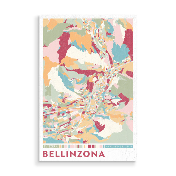 Holzbild "Colormap Bellinzona" artboxONE - Städte / Weitere