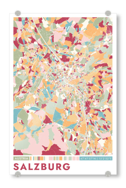 Acrylglasbild "Colormap Salzburg" artboxONE - Städte / Weitere,Kartografie
