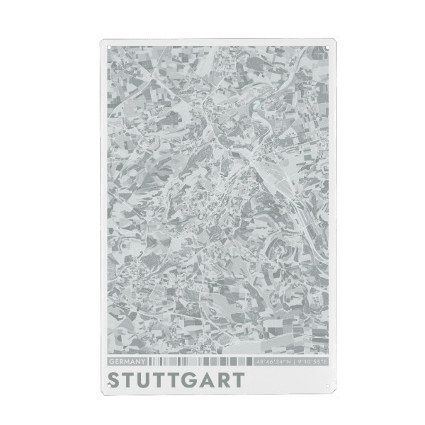 Metall Poster "Colormap Stuttgart" artboxONE - Städte / Stuttgart,Kartografie