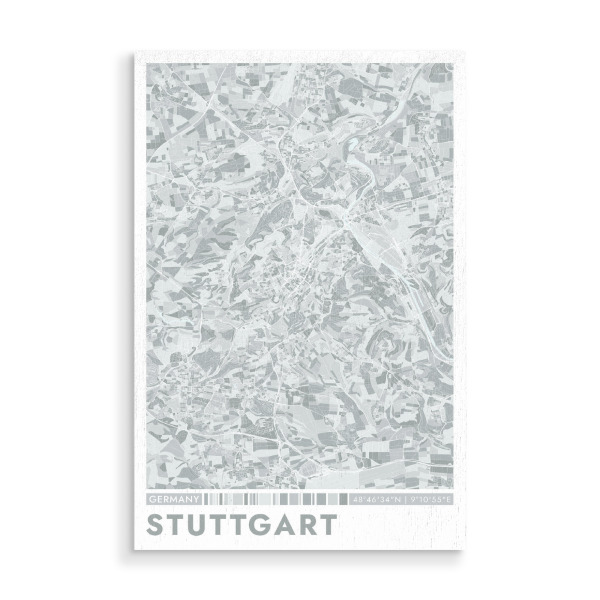 Holzbild "Colormap Stuttgart" artboxONE - Städte / Stuttgart,Kartografie