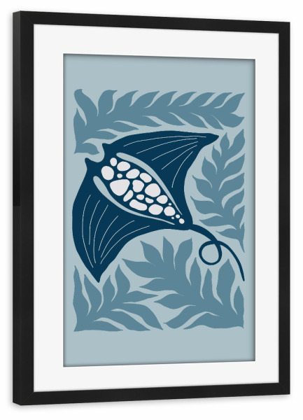 Poster mit Rahmen schwarz "Manta" artboxONE - Für Kinder,Tiere,Abstrakt,Reise / Strand und Meer