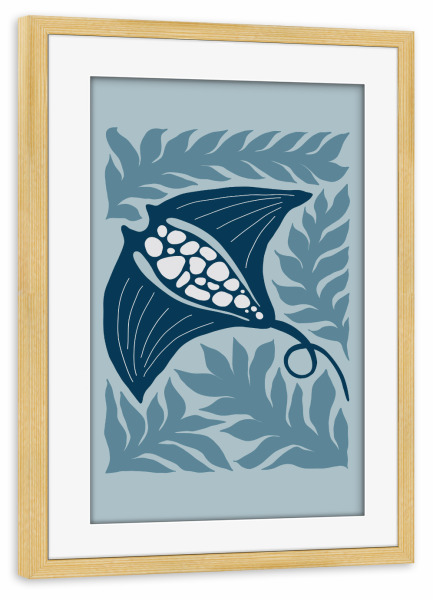Poster mit Rahmen kiefer "Manta" artboxONE - Für Kinder,Tiere,Abstrakt,Reise / Strand und Meer