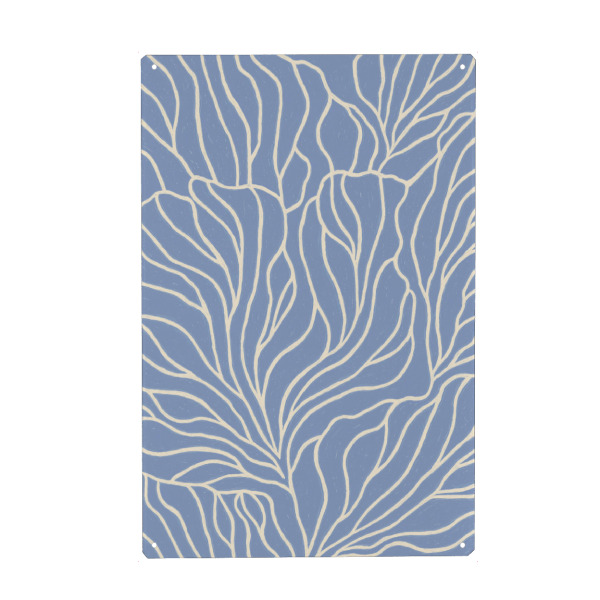 Holzbild "Hellblaue Blütenzeichnung" artboxONE - Natur,Floral,Abstrakt