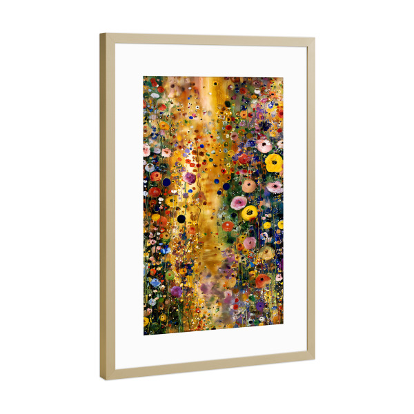 Poster mit Rahmen Gold "Flowers Abstract G, Klimt (matart)" artboxONE - Natur - Blumen,Garten,Wiese,Natur,Abstraktion,Kunst,Gustav klimt,Klimt