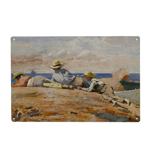 Holzbild "Drei Jungen am Ufer" artboxONE - Für Kinder,Reise / Strand und Meer,Für Papa
