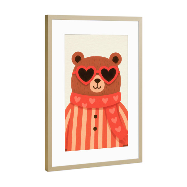 Poster mit Rahmen Gold "Niedliche Bärenillustration" artboxONE - Tiere,Lustig