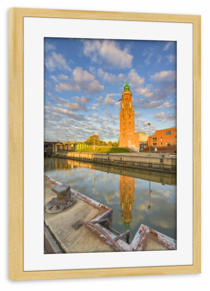 Poster mit Rahmen kiefer "Leuchtturm Bremerhaven" artboxONE - Städte,Reise,Architektur