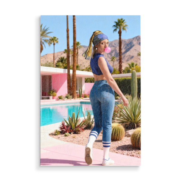 Holzbild "Mädchen mit Perlenohrring Pop" artboxONE - Comic,Menschen,Fashion,Fiktion