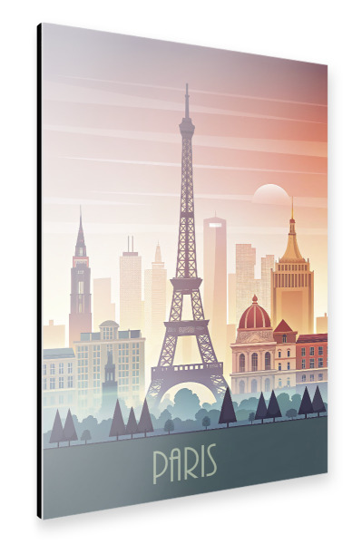 Alu-Dibond "Minimalistische Skyline von Paris" 75x50 cm artboxONE