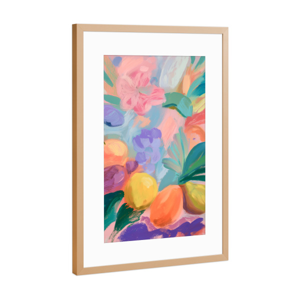 Poster mit Rahmen Kupfer "Botanische Obst Träumerei" artboxONE - Floral,Abstrakt,Essen & Trinken / Obst & Gemüse