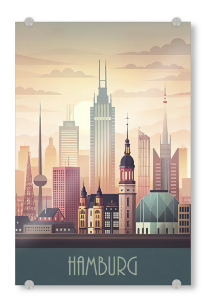 Acrylglasbild "The minimalist skyline of Hamburg" artboxONE - Städte,Reise,Architektur