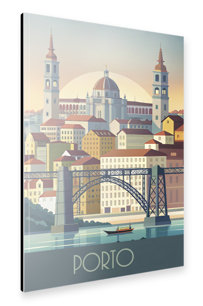 Alu-Dibond "Minimalistische Skyline von Porto" 30x20 cm artboxONE