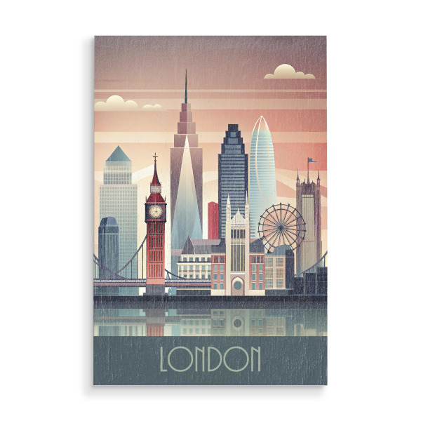 Holzbild "The minimalist horizon of London B" artboxONE - Städte,Reise,Architektur