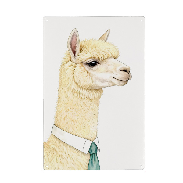 Metall Poster "Glückliches Alpaka" artboxONE - Tiere